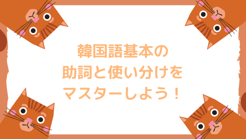 韓国語の基本的助詞と使い分けを徹底解説 細かい違いまで抑えよう もめんの0から独学韓国語